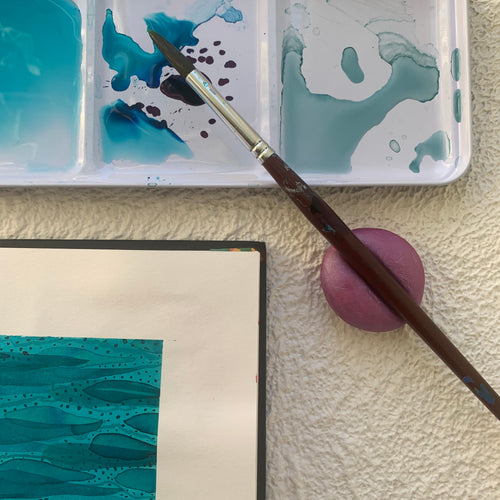 pink brush rest pen rest ceramic rest stationery artist gift writer, journalling.